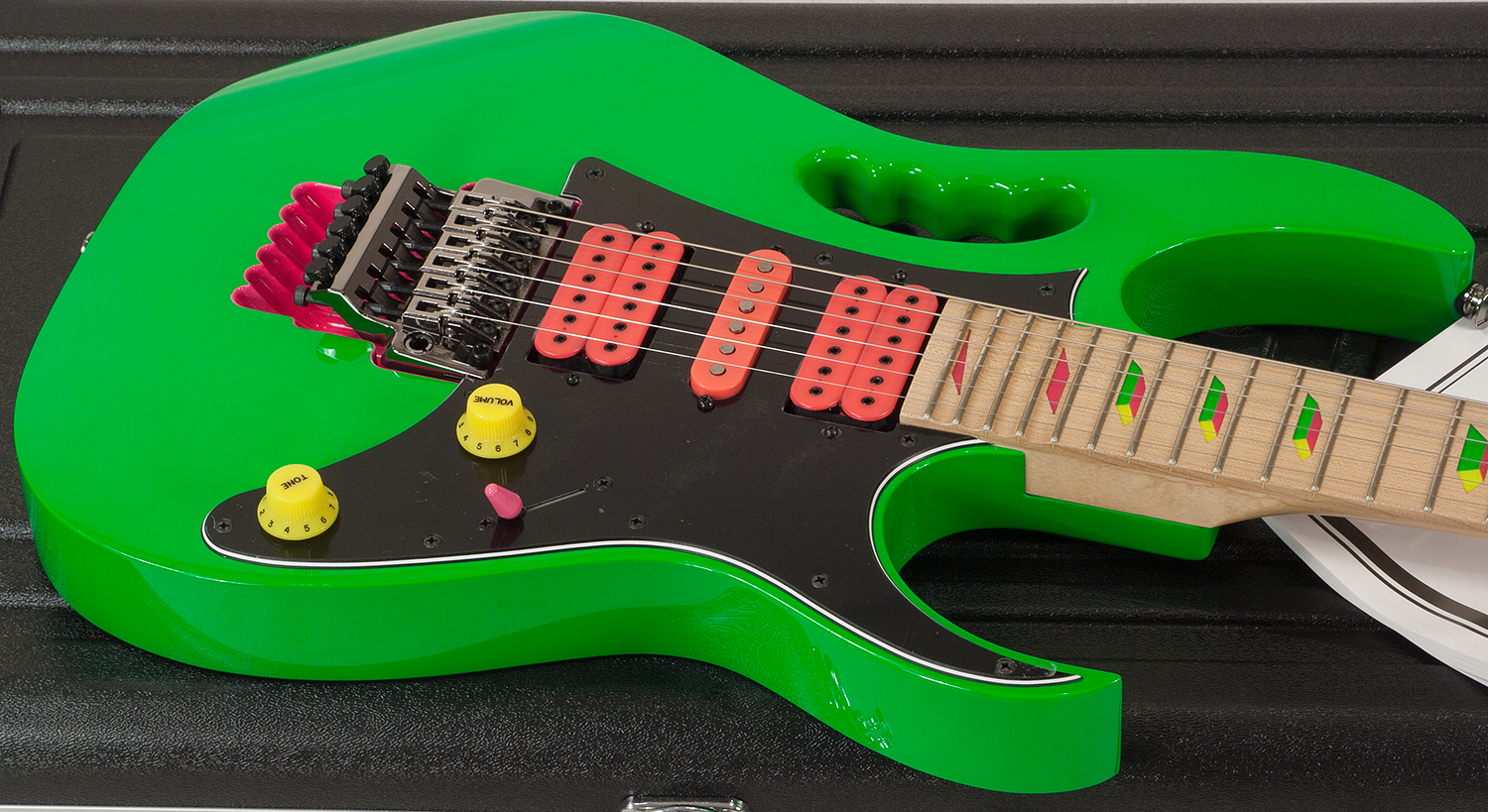 Ibanez Steve Vai Jem777 Lng Japon Signature Hsh Dimarzio Fr - Loch Ness Green - Guitare Électrique Forme Str - Variation 4