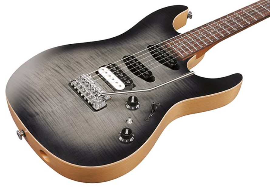 Ibanez Tom Quayle Tqm2 Jap Signature Hss Trem Rw - Charcol Black Burst Flat - Guitare Électrique Signature - Variation 2