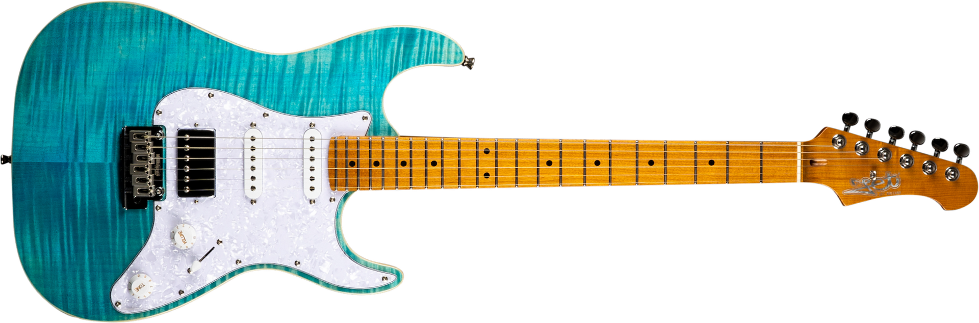 Jet Guitars Js450 Obl Hss Trem Mn - Ocean Blue - Guitare Électrique Forme Str - Main picture