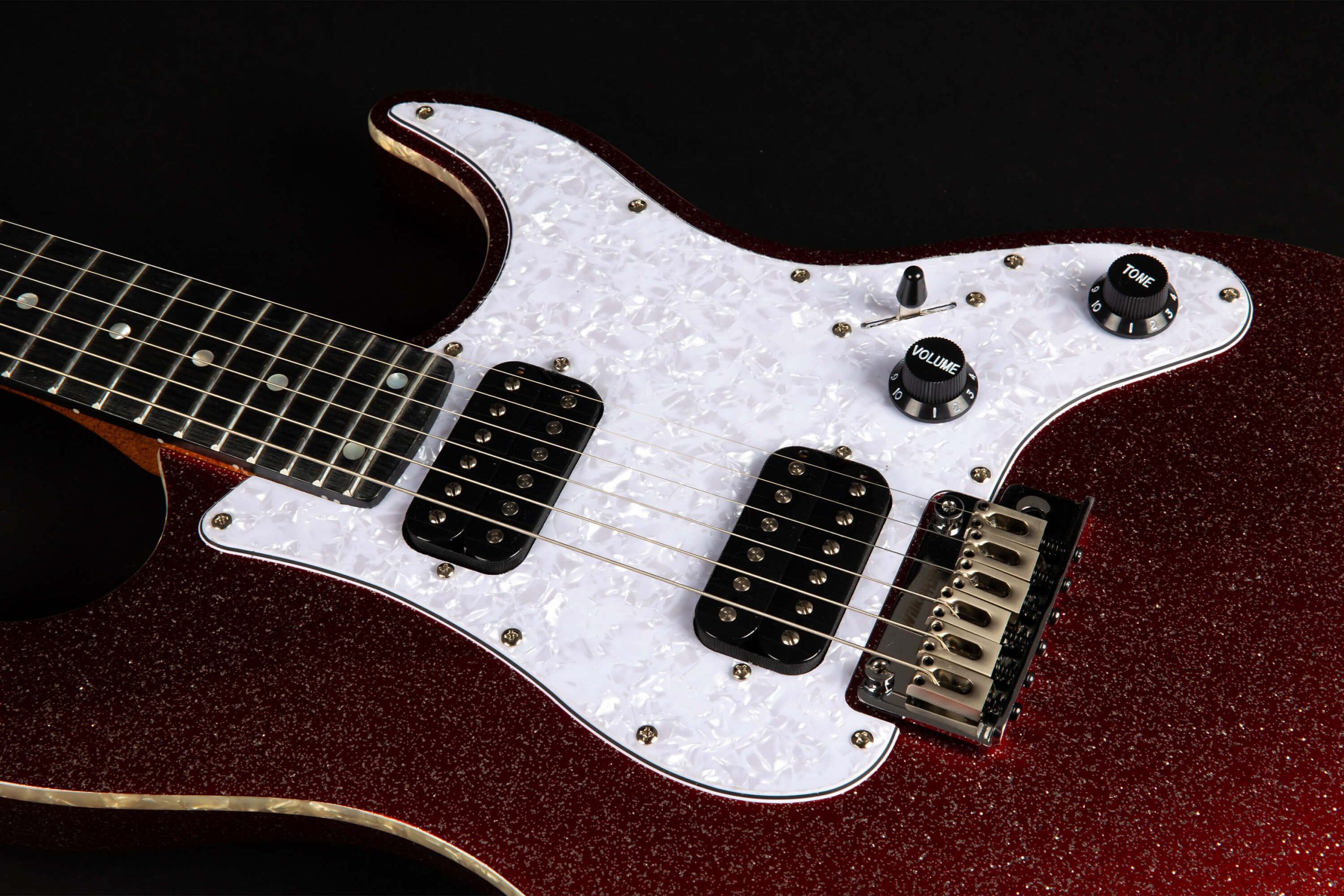 Jet Guitars Js500 Rds 2h Trem Eb - Red Sparkle - Guitare Électrique Forme Str - Variation 3