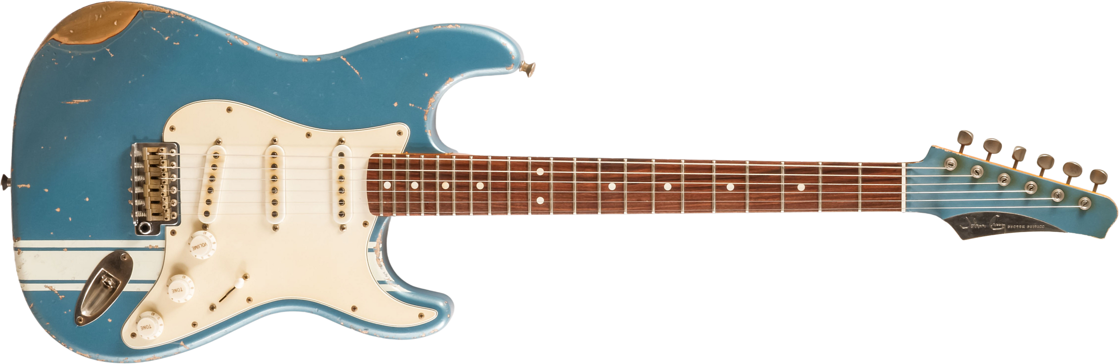 John Cruz Crossville St 3s Trem Rw #jc00870522 - Battle Axe Gulfstream Blue Metallic - Guitare Électrique Forme Str - Main picture