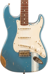 Guitare électrique forme str John cruz Crossville ST #JC00870522 - Battle Axe Gulfstream Blue Metallic