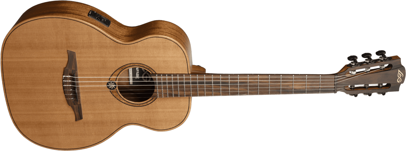 Lag Escapade Rce Nylon Travel Shsc Cedre Khaya Brbw +housse - Natural Satin - Guitare Classique Format 4/4 - Main picture