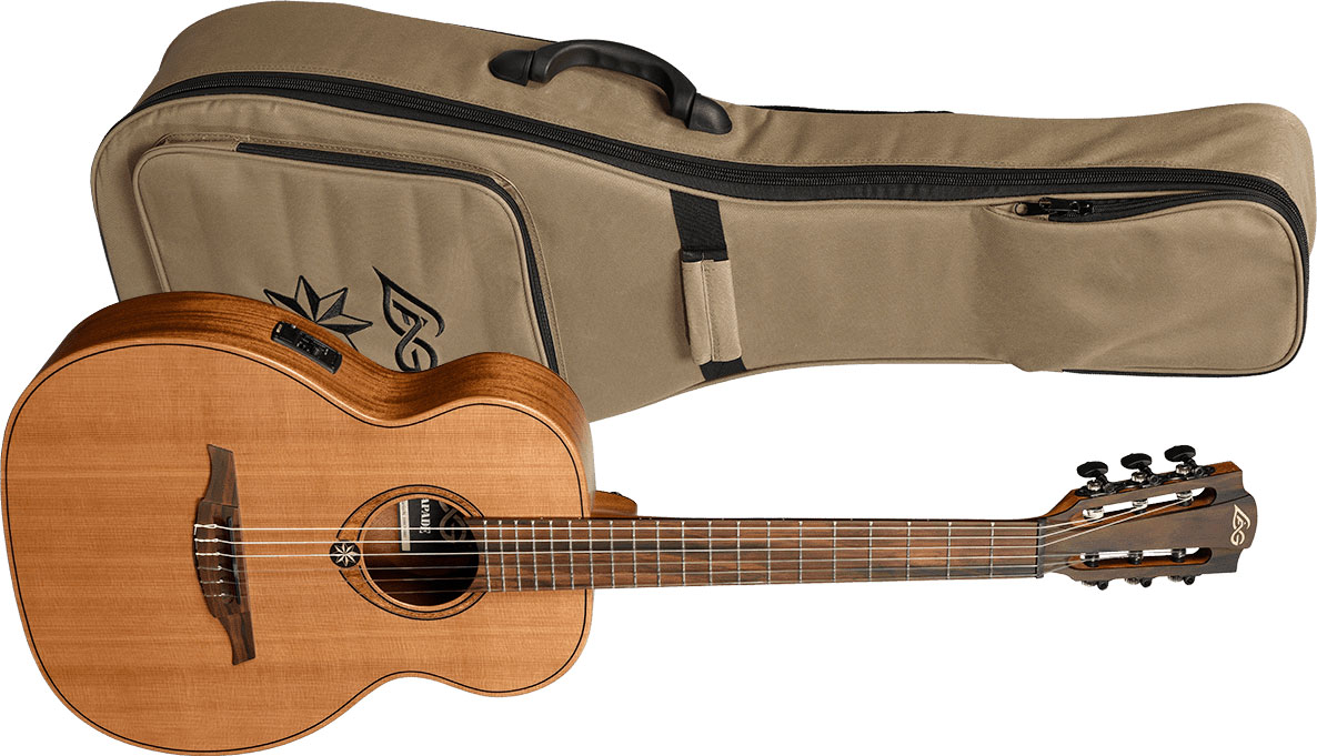 Lag Escapade Rce Nylon Travel Shsc Cedre Khaya Brbw +housse - Natural Satin - Guitare Classique Format 4/4 - Variation 7