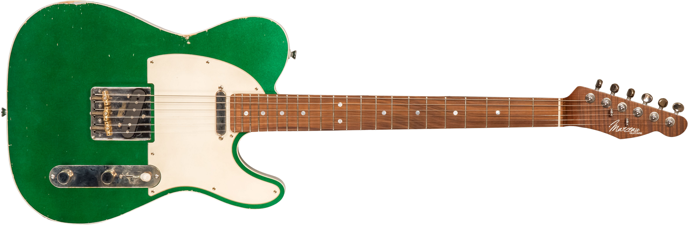 Marceau Guitars Elegante Traditional 2s Ht Pf #t316124 - Heavy Relic Candy Green - Guitare Électrique Forme Tel - Main picture