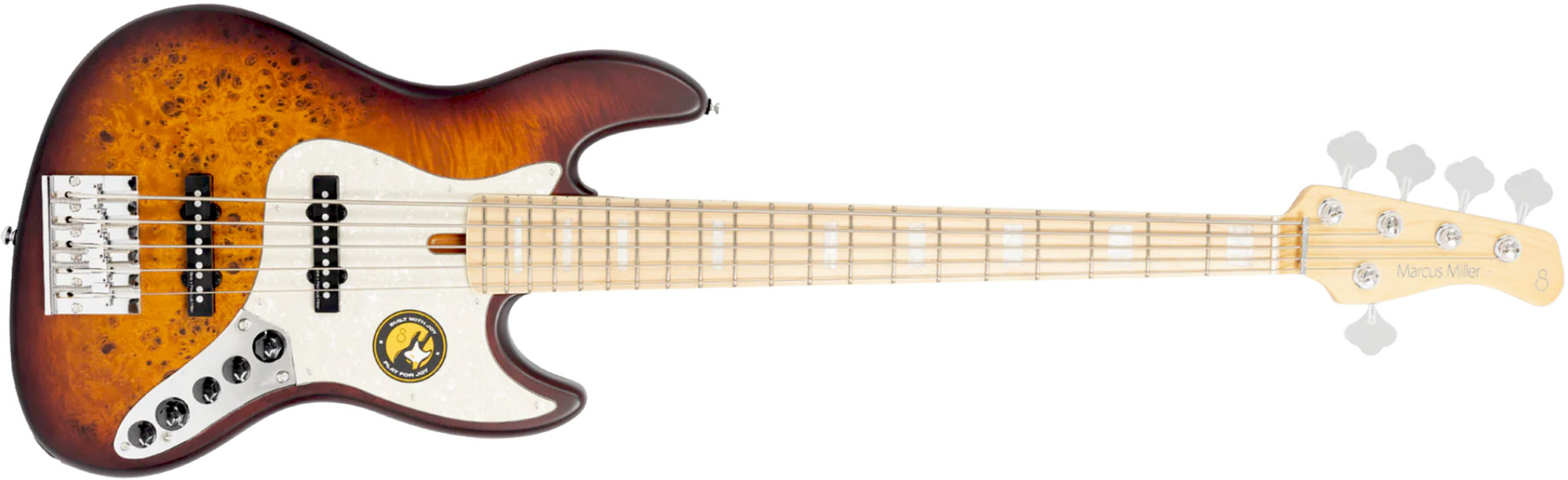 Marcus Miller V7 Ash Reissue 5st 5c Mn Sans Housse - Tobacco Sunburst Satin - Basse Électrique Solid Body - Main picture