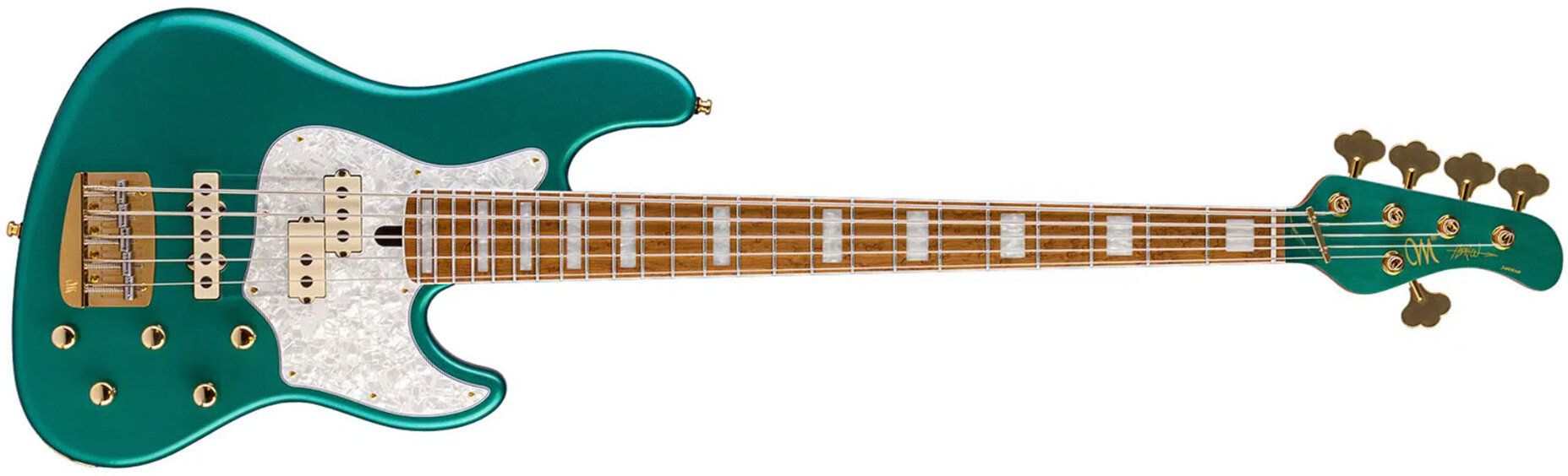 Mayones Guitars Hadrien Feraud Jabba Hf 5c Active Mn - Sherwood Green Metallic - Basse Électrique Solid Body - Main picture