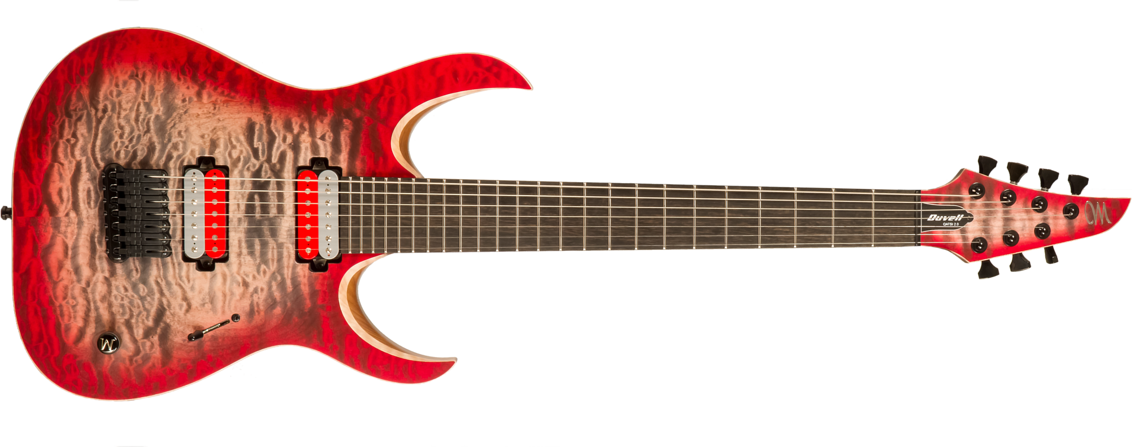 Mayones Guitars John Browne Duvell Qatsi 7 V2.0 Signature 2h Bare Knuckle Ht Eb #df2212241 - Ruby Burst - Guitare Électrique Signature - Main picture