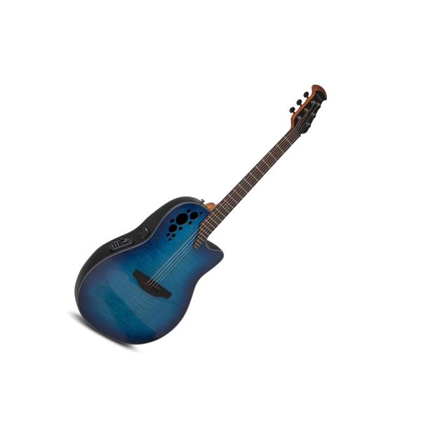 Ovation Ce P Blfl G Celebrity Elite Plus Blue Flamed Maple Guitare Folk