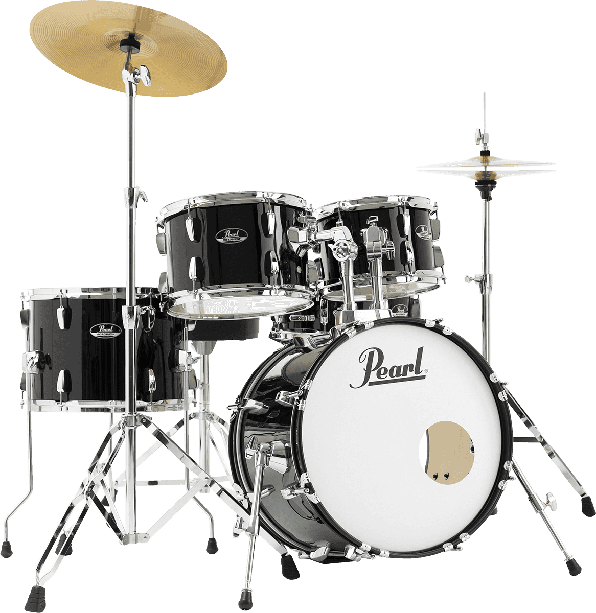 Pearl Roadshow Junior 18 Rss585cc-31 + Pack Sabian Solar - 5 FÛts - Jet Black - Batterie Acoustique Jazz - Main picture