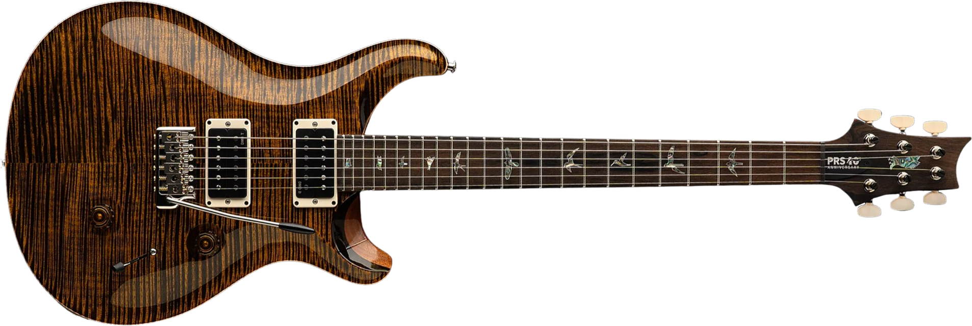 Prs Custom 24 40th Ann. Ltd Usa 2h Dmo Trem Rw - Tiger Eye - Guitare Électrique Double Cut - Main picture