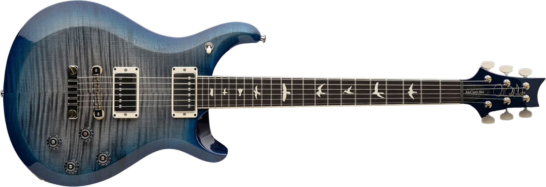 Prs S2 Mccarty 594 Usa 2h 58/15lt Ht Rw - Faded Gray Black Blue Burst - Guitare Électrique Double Cut - Main picture