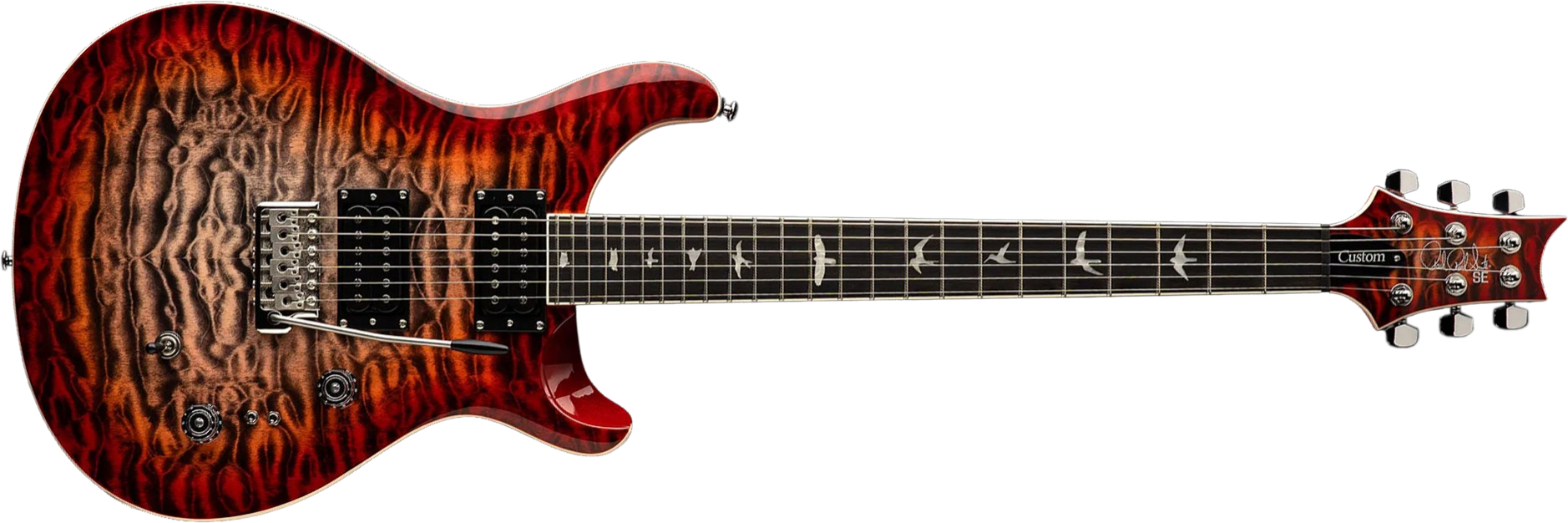 Prs Se Custom 24-08 Quilt 2h Trem Rw - Charcoal Cherry Burst - Guitare Électrique Double Cut - Main picture