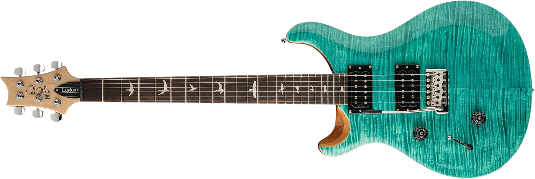 Prs Se Custom 24 Lh Gaucher 2h Trem Eb - Turquoise - Guitare Électrique Double Cut - Main picture