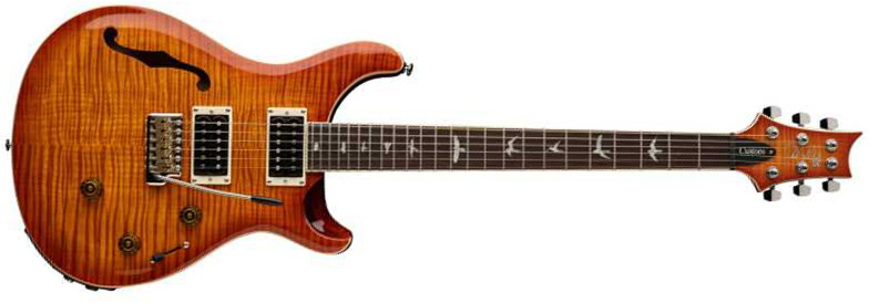 Prs Se Custom 24 Semi Hollow Piezo 2h Ht Rw - Vintage Sunburst - Guitare Électrique 1/2 Caisse - Main picture