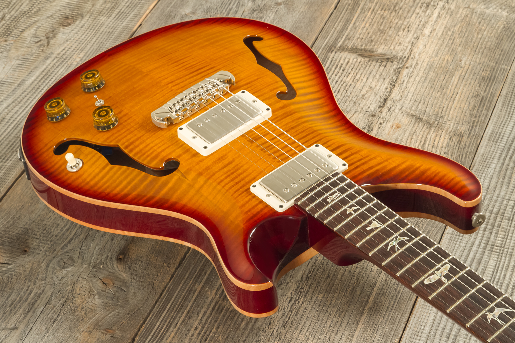 Prs Hollowbody Ii Piezo Usa 2h Ht Eb #230365749 - Dark Cherry Burst - Guitare Électrique 1/2 Caisse - Variation 2