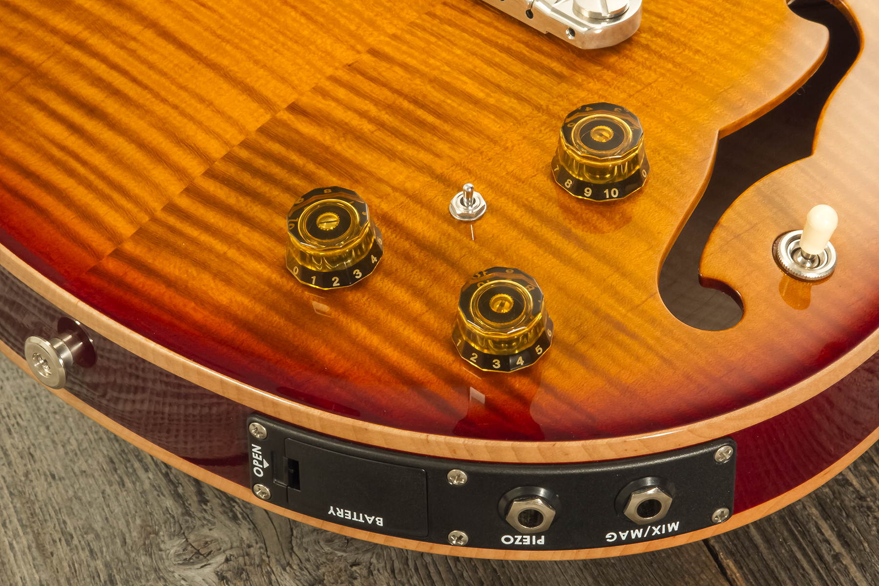 Prs Hollowbody Ii Piezo Usa 2h Ht Eb #230365749 - Dark Cherry Burst - Guitare Électrique 1/2 Caisse - Variation 4