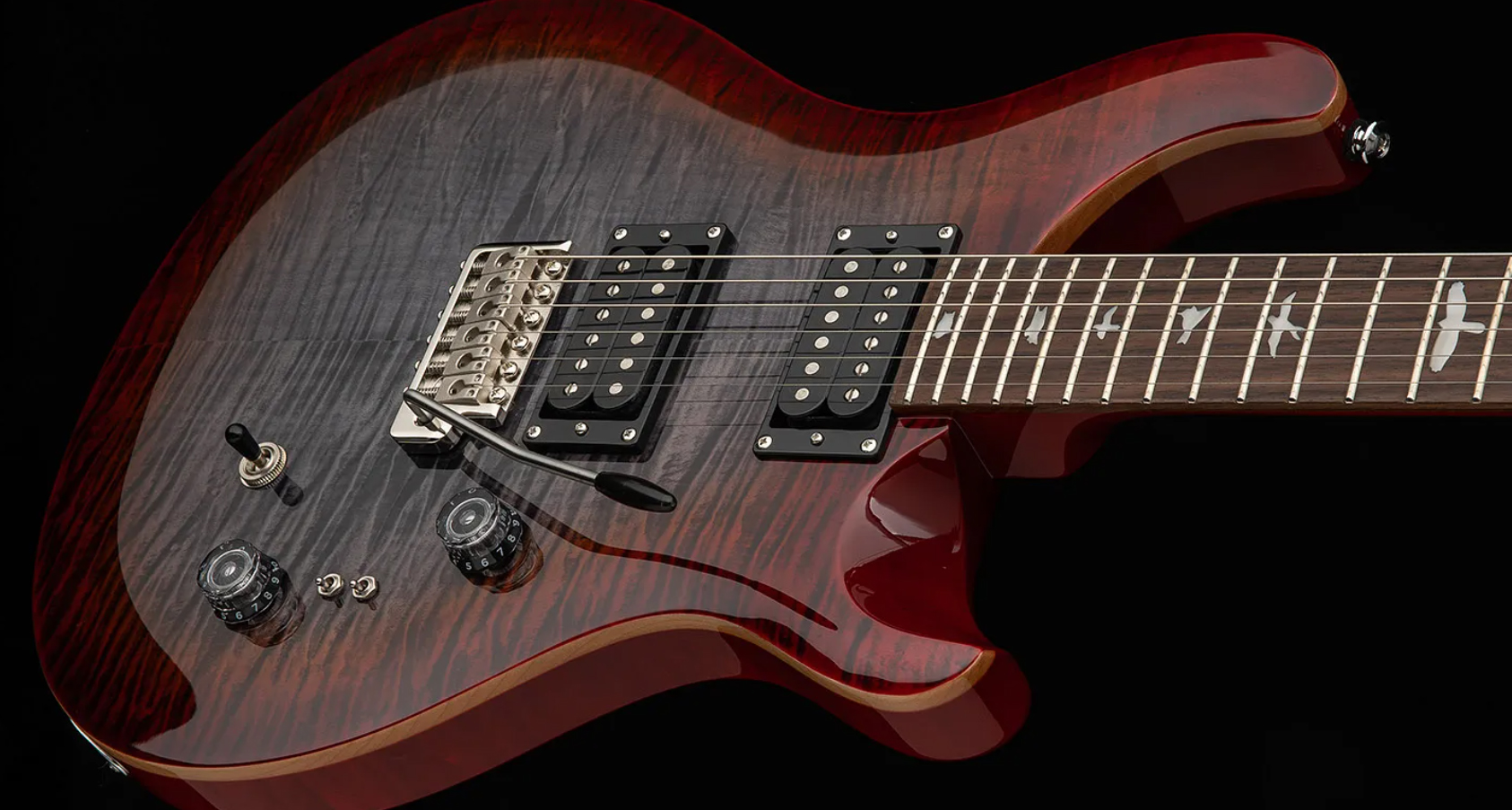 Prs Se Custom 24-08 2h Tci-s Black Trem Rw - Charcoal Cherry Burst - Guitare Électrique Double Cut - Variation 2