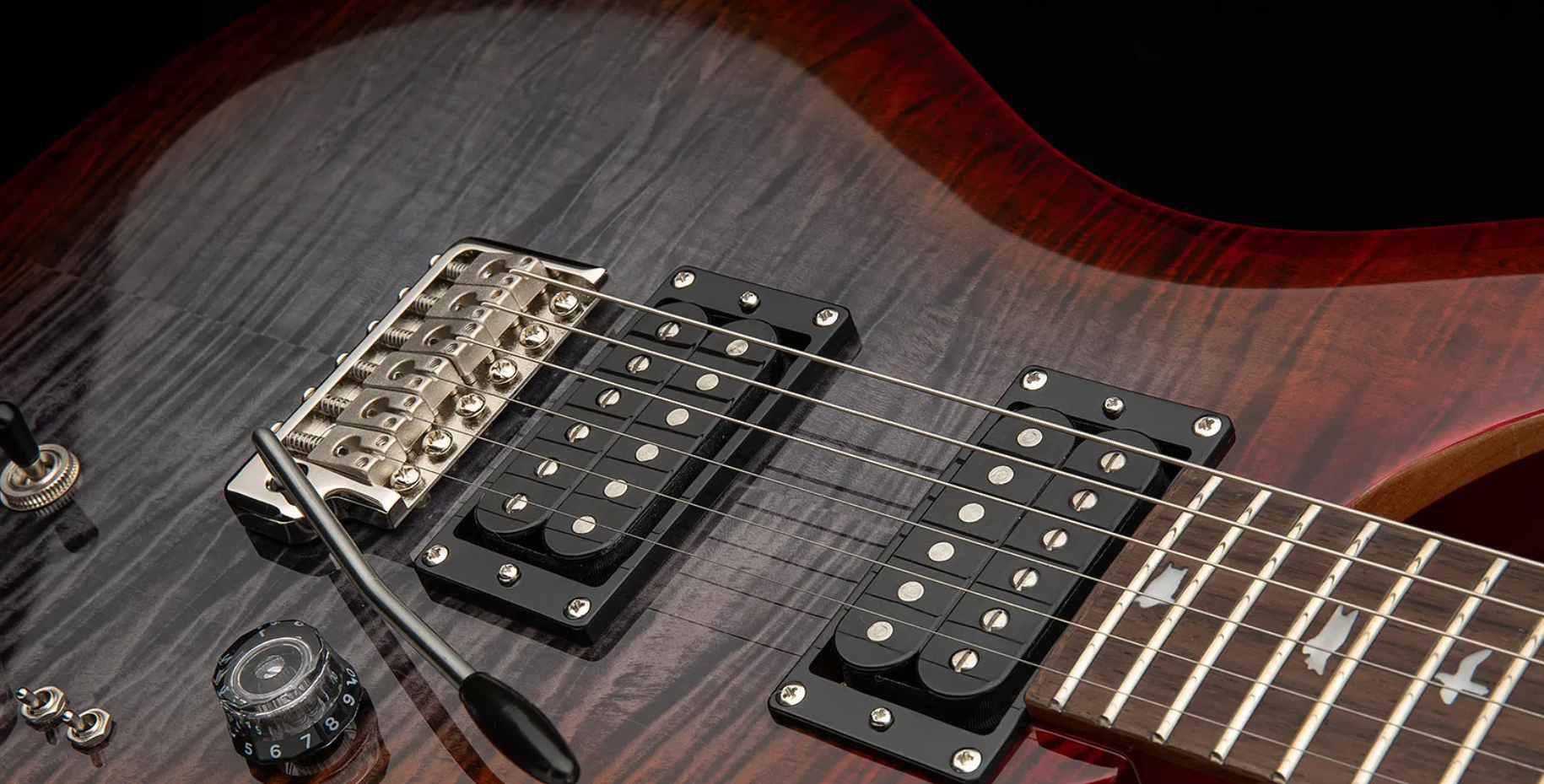 Prs Se Custom 24-08 2h Tci-s Black Trem Rw - Charcoal Cherry Burst - Guitare Électrique Double Cut - Variation 3