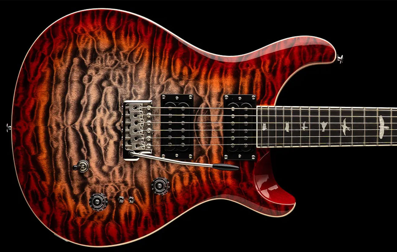 Prs Se Custom 24-08 Quilt 2h Trem Rw - Charcoal Cherry Burst - Guitare Électrique Double Cut - Variation 1