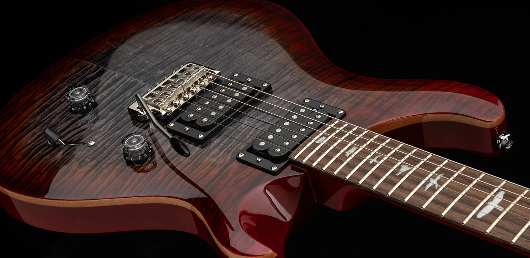 Prs Se Custom 24 2h 85/15s Trem Rw - Charcoal Cherry Burst - Guitare Électrique Double Cut - Variation 3