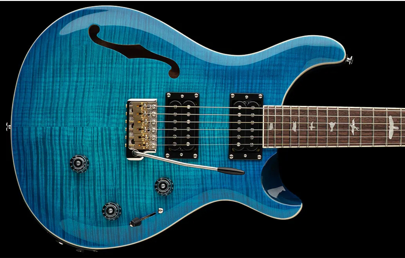 Prs Se Custom 24 Semi Hollow Piezo 2h Ht Rw - Lake Blue - Guitare Électrique 1/2 Caisse - Variation 3