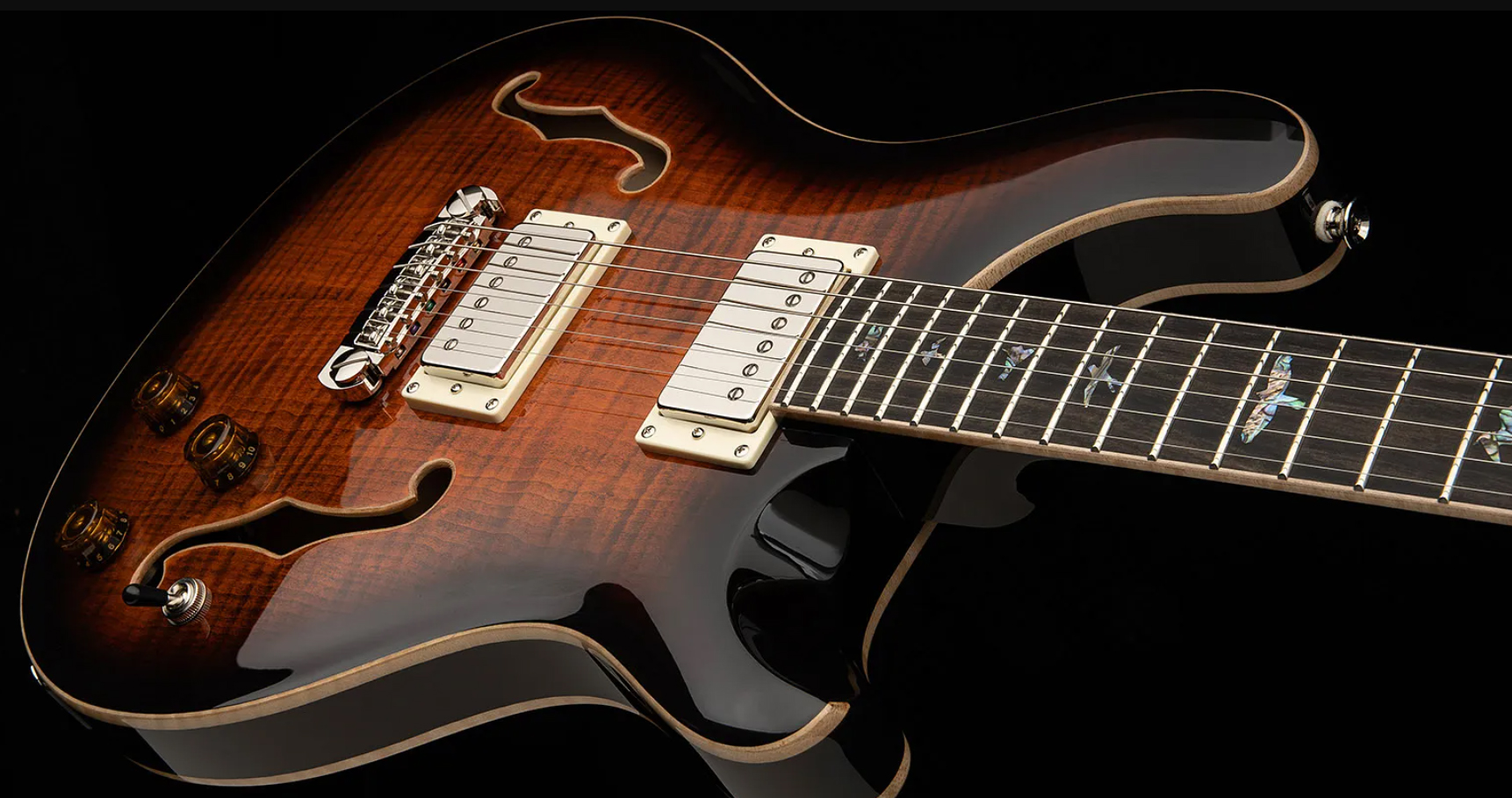 Prs Se Hollowbody Ii Piezo 2h Ht Eb - Orange Tiger Smokeburst - Guitare Électrique 3/4 Caisse & Jazz - Variation 2