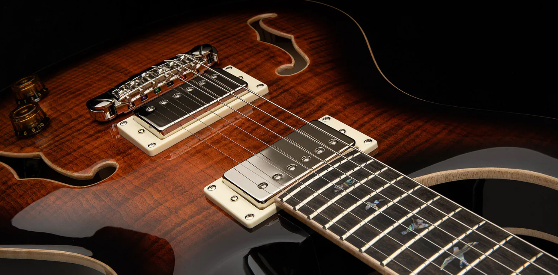 Prs Se Hollowbody Ii Piezo 2h Ht Eb - Orange Tiger Smokeburst - Guitare Électrique 3/4 Caisse & Jazz - Variation 3