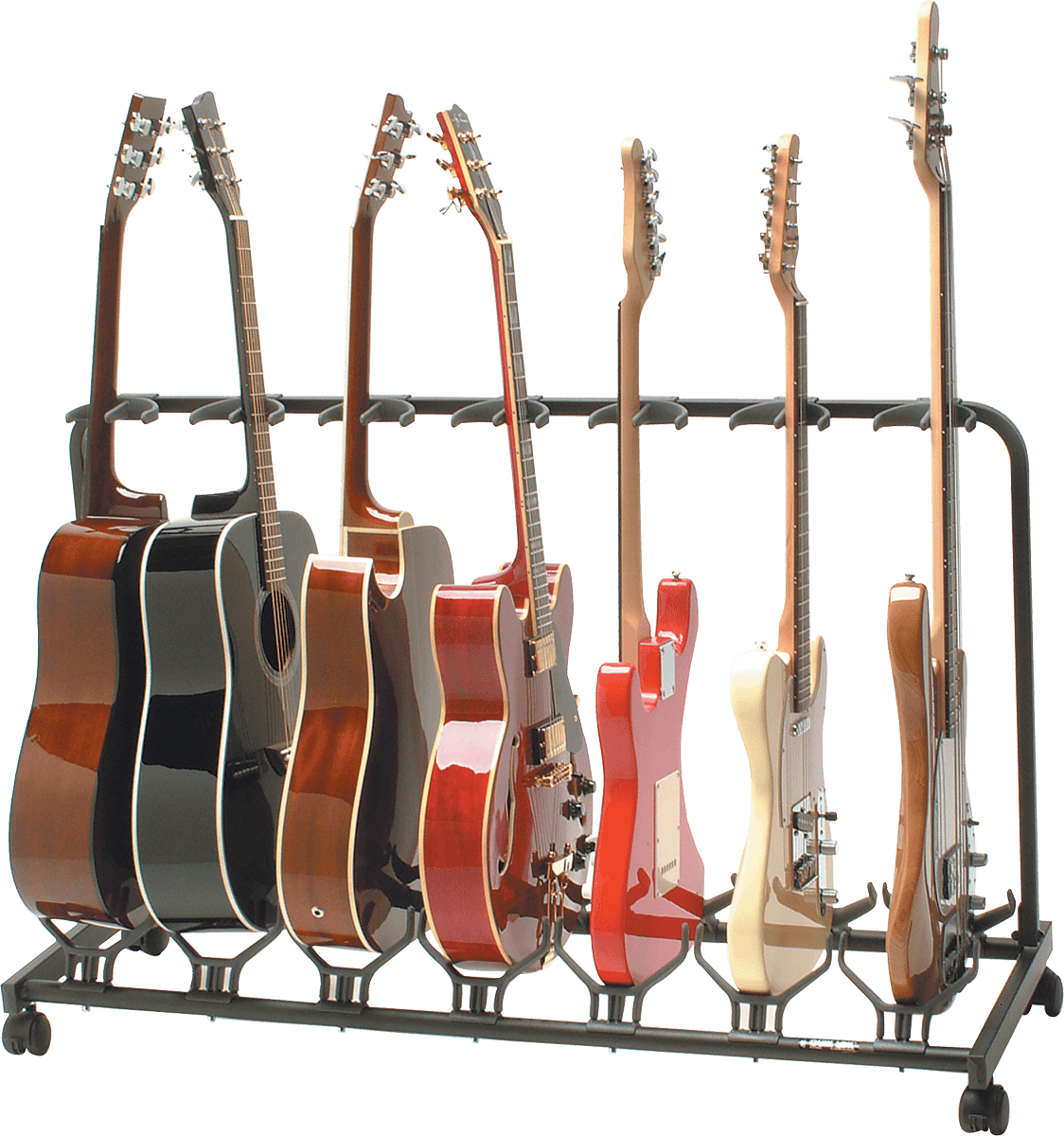 Quiklok Stand Pour 7 Guitares Avec Roulettes - Noir - Stand & Support Guitare & Basse - Variation 1