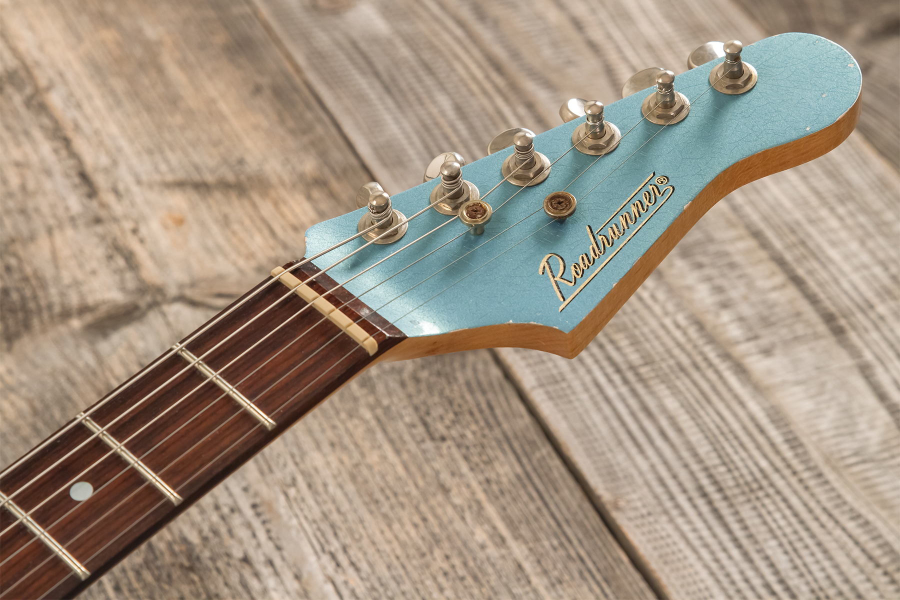 Roadrunner Federal Mod T 2s P90 Trem Rw #23111 - Pehlam Blue Light Relic - Guitare Électrique RÉtro Rock - Variation 8