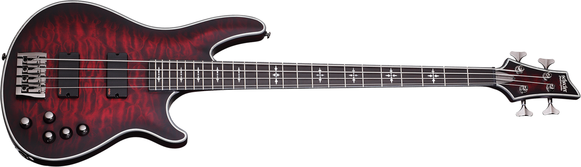 Schecter Hellraiser Extreme 4c Active Emg Eb - Crimson Red Burst Satin - Basse Électrique Solid Body - Main picture