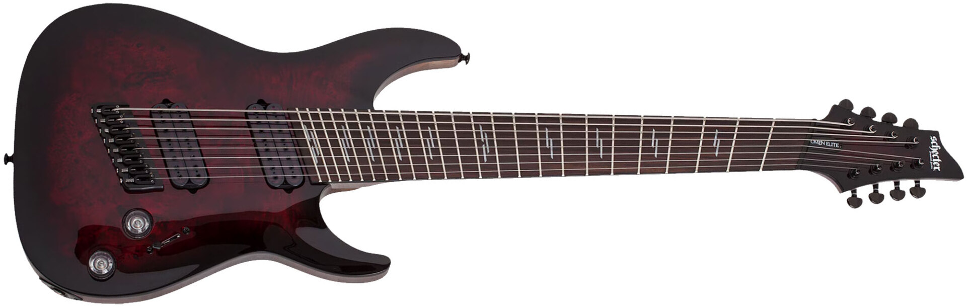 Schecter Omen Elite-8 Multiscale 8c Baryton 2h Ht Rw - Black Cherry Burst - Guitare Électrique Multi-scale - Main picture