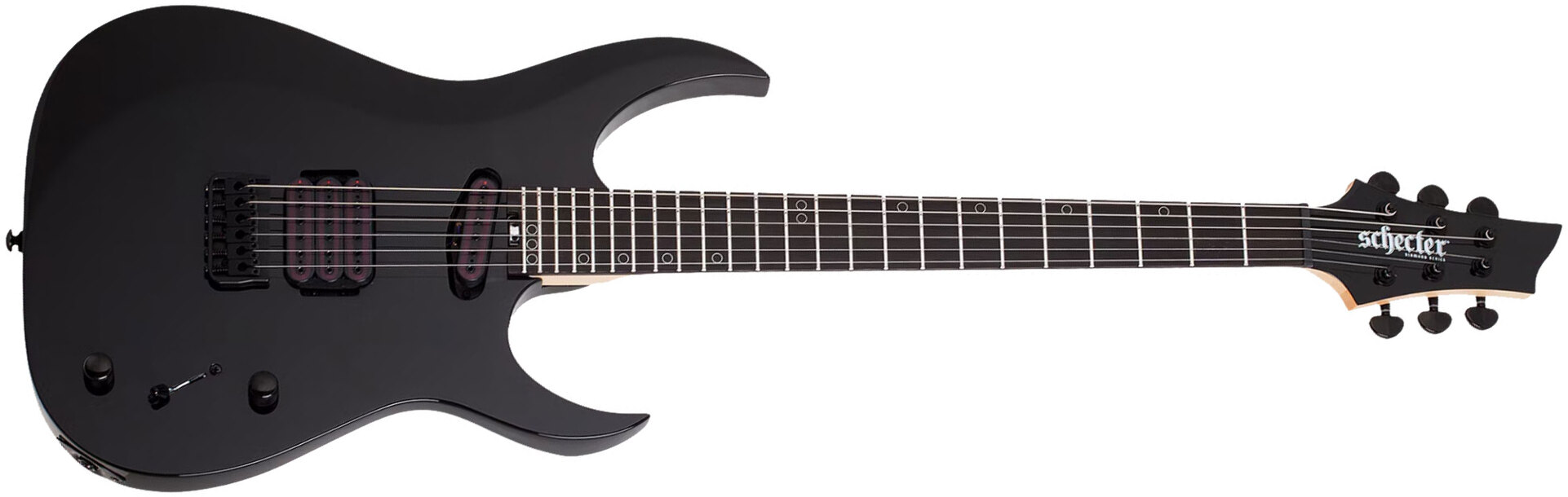 Schecter Sunset Triad 6 Tcs Ht Eb - Gloss Black - Guitare Électrique MÉtal - Main picture