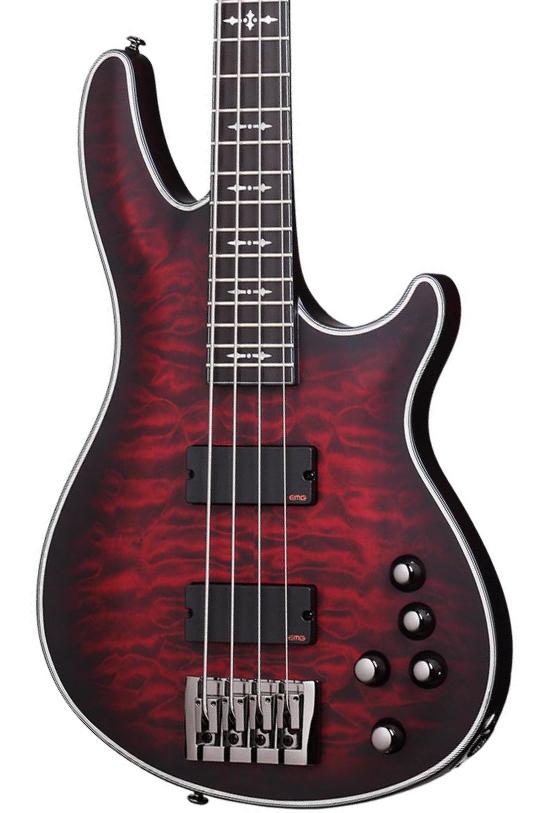 Basse électrique solid body Schecter Hellraiser Extreme-4 - Crimson red burst satin