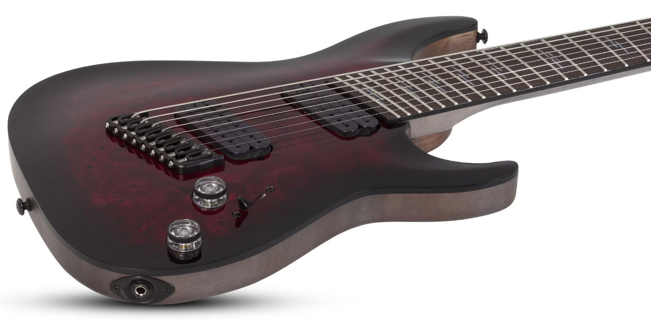 Schecter Omen Elite-8 Multiscale 8c Baryton 2h Ht Rw - Black Cherry Burst - Guitare Électrique Multi-scale - Variation 1