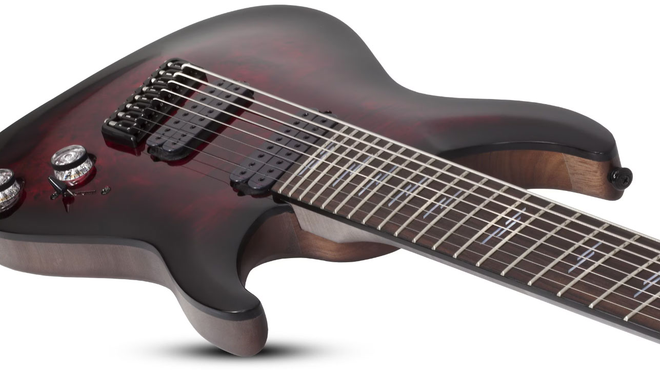 Schecter Omen Elite-8 Multiscale 8c Baryton 2h Ht Rw - Black Cherry Burst - Guitare Électrique Multi-scale - Variation 2