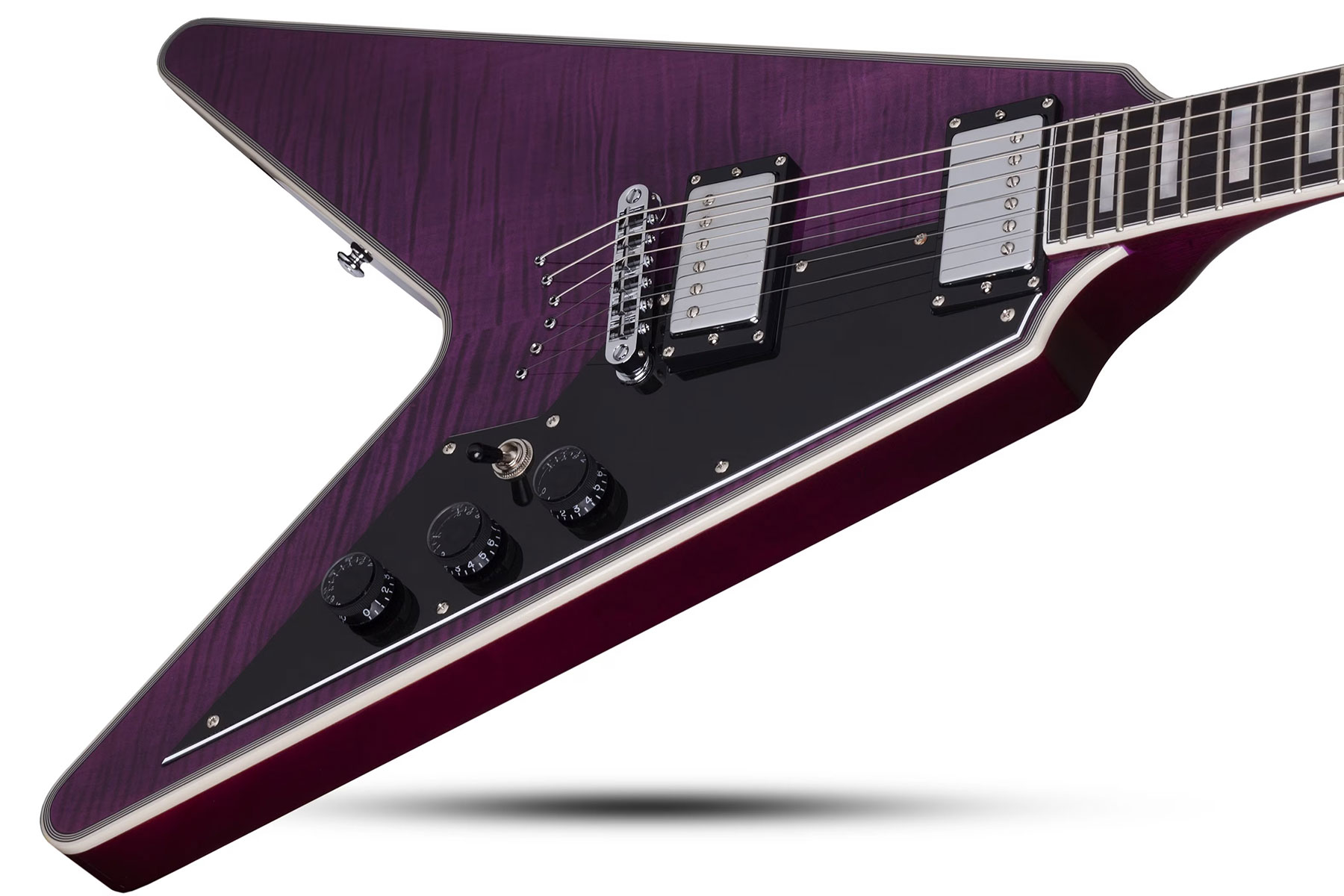 Schecter V1 Custom 2h Ht Eb - Trans Purple - Guitare Électrique MÉtal - Variation 1