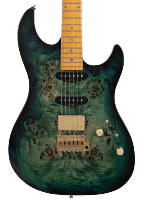 Guitare électrique forme str Sire Larry Carlton S10 HSS - transparent green