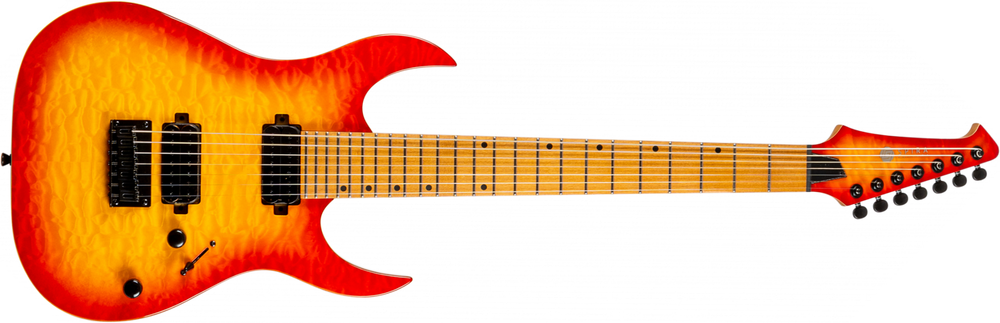 Spira Guitars S507 Qfb 7c Baritone 2h Ht Mn - Fireburst - Guitare Électrique Baryton - Main picture