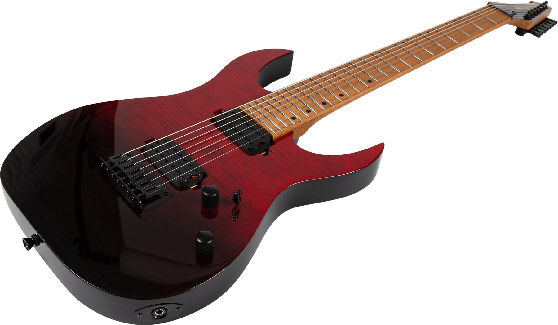 Spira Guitars S457 Trd 7c Baritone 2h Ht Mn - Trans Red/black - Guitare Électrique Baryton - Variation 2