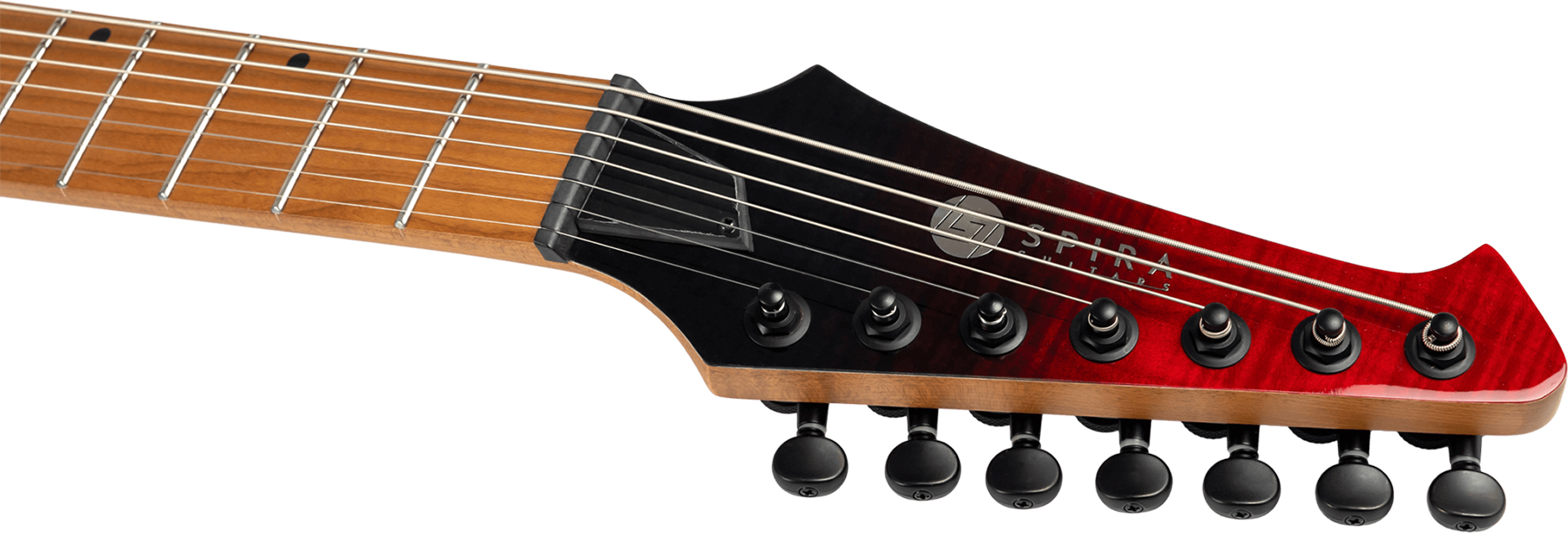 Spira Guitars S457 Trd 7c Baritone 2h Ht Mn - Trans Red/black - Guitare Électrique Baryton - Variation 4