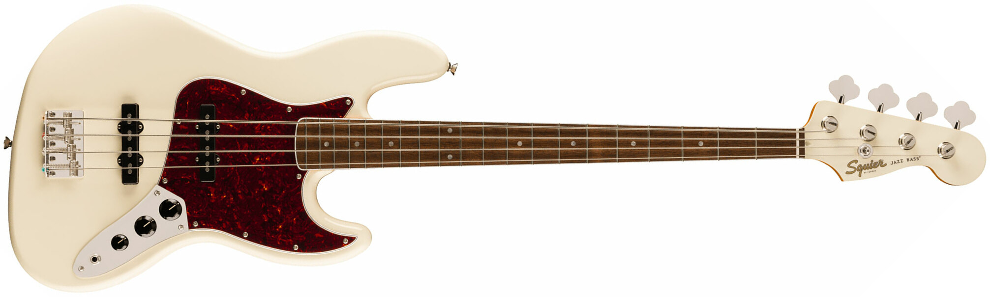 Squier Jazz Bass Mid 60s Classic Vibe Ltd Lau - Olympic White W. Matching Headstock - Basse Électrique Solid Body - Main picture