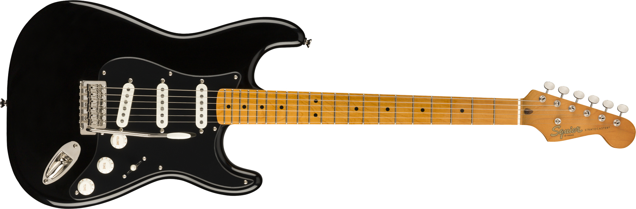 Squier Strat '50s Classic Vibe Fsr Ltd 2020mn - Black With Black Pickguard - Guitare Électrique Forme Str - Main picture