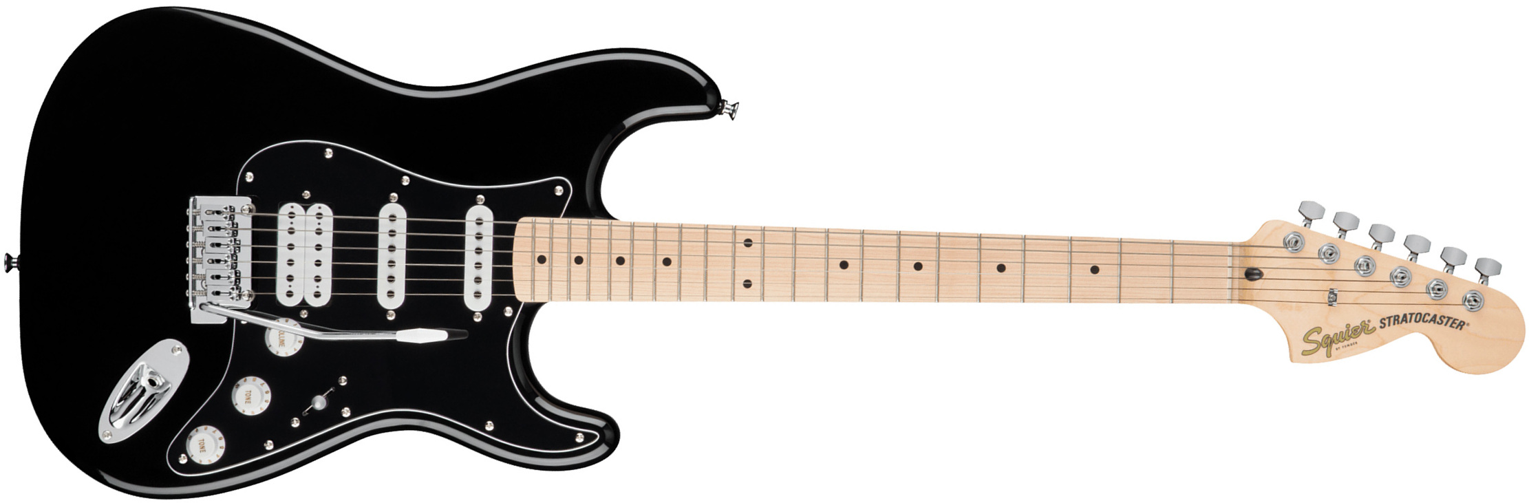 Squier Strat Affinity Black Pickguard Fsr Ltd Hss Trem Lau - Black - Guitare Électrique Forme Str - Main picture