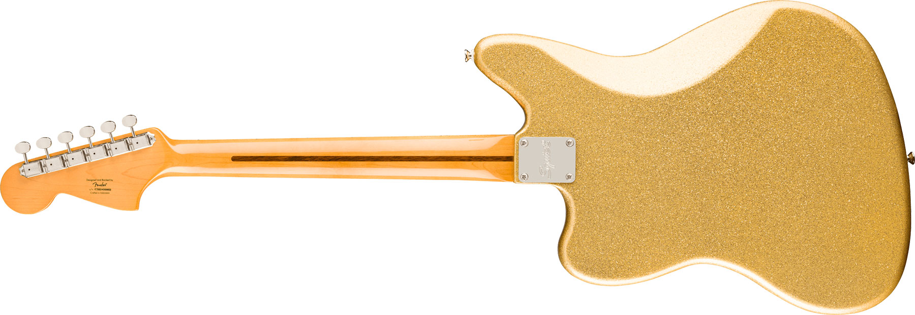 Squier Jaguar 70s Classic Vibe Fsr Ltd Ss 2s Trem Lau - Gold Sparkle W. Matching Headstock - Guitare Électrique RÉtro Rock - Variation 1