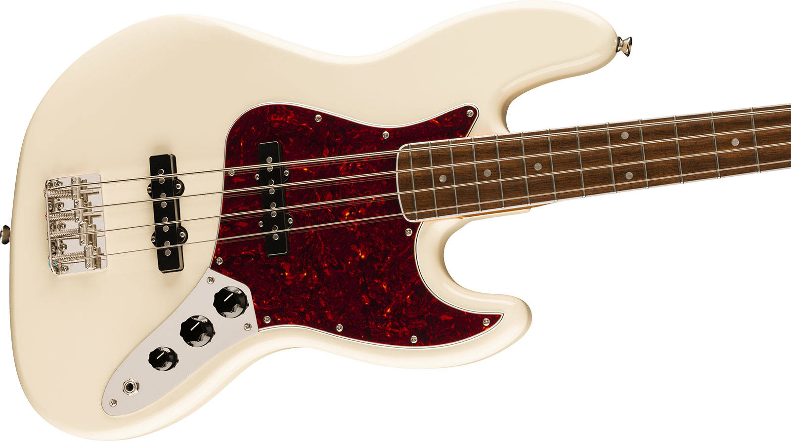 Squier Jazz Bass Mid 60s Classic Vibe Ltd Lau - Olympic White W. Matching Headstock - Basse Électrique Solid Body - Variation 2