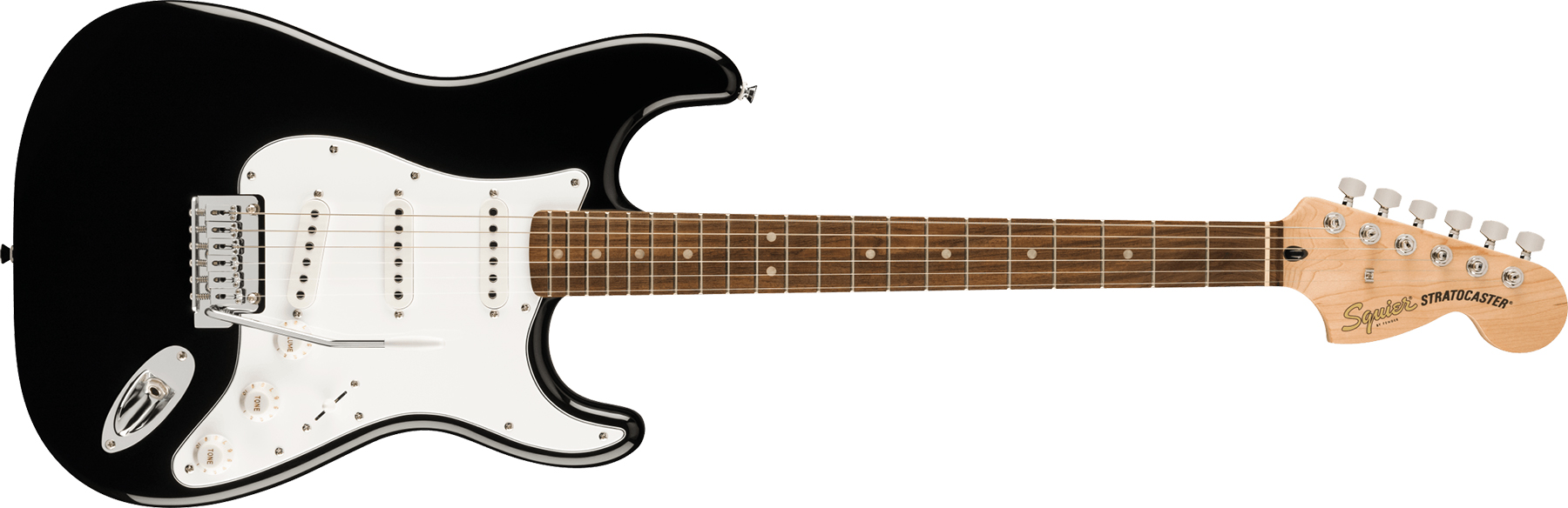 Squier Strat Affinity + Mustang Micro Pack 3s Trem Lau - Black - Pack Guitare Électrique - Variation 1