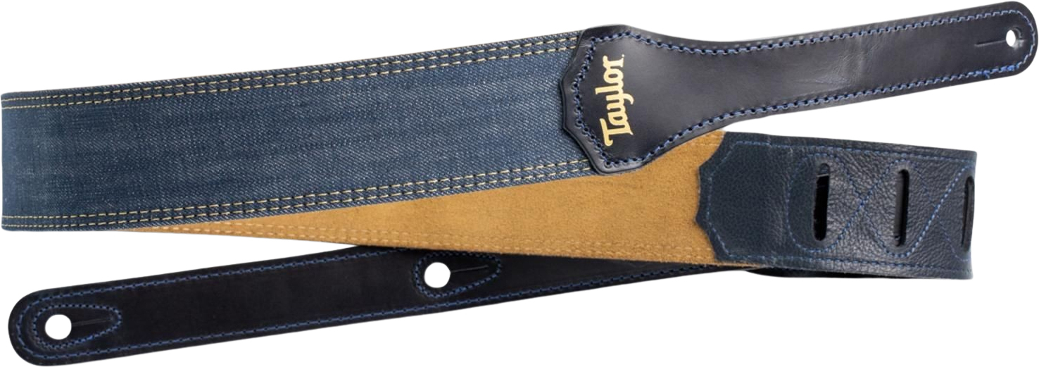 Taylor Blue Denim Guitar Strap 2-inc Gold Logo 4301-20 - Sangle Courroie - Main picture