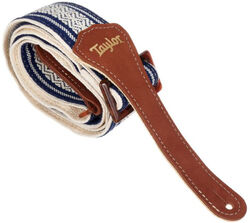 Academy Jacquard Leather Guitar Strap 4006-20 - White/Blue