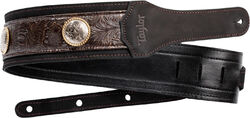 Sangle courroie Taylor 3-inc. Grand Pacific Nickel Concho Leather Guitar Strap 4121-30 - Brown